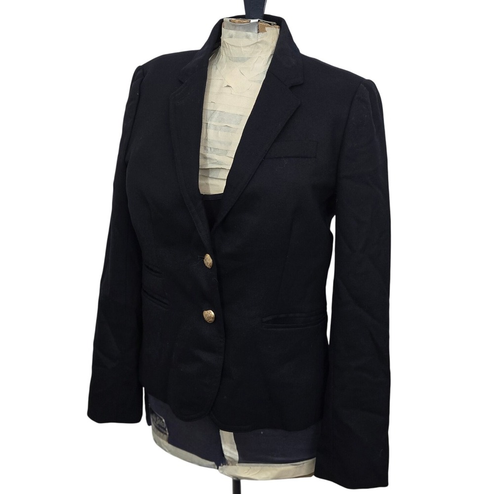 J. Crew Schoolboy Navy Wool Blend Blazer Gold Button School Uniform Style Size 2